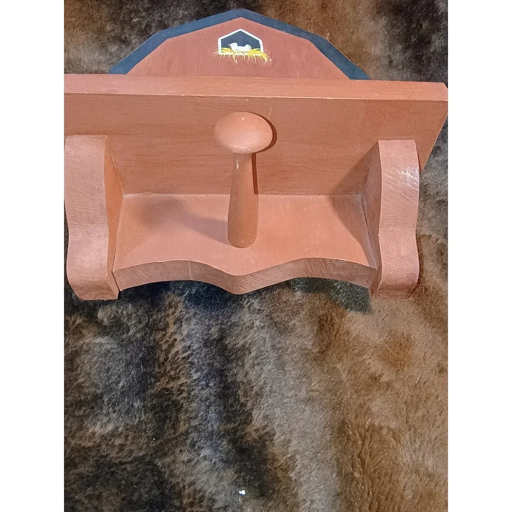 Handmade Tole Painted Farmhouse Barn Shelf Peg Hook Wall Decor Chicken Country